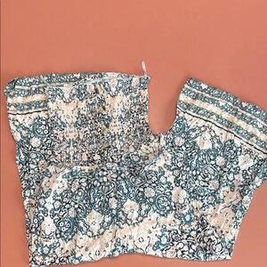 Bohemian Print Strapless Smocked Jumpsuit